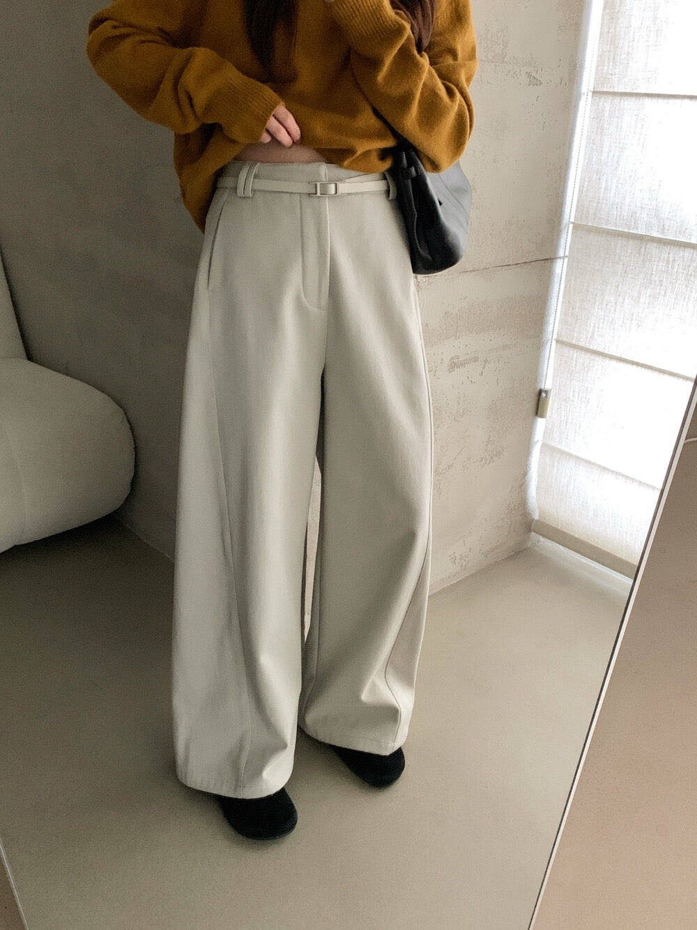 // 今季必入質感加絨彎刀褲(連腰帶)