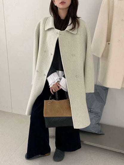 // 100%羊毛經典雙排扣手工雙面外套