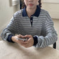 // 隨性慵懶撞色間polo上衣