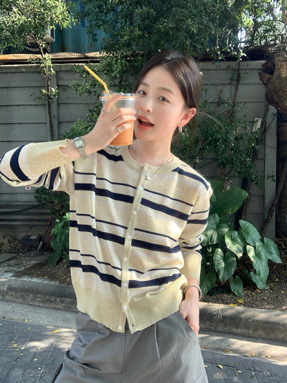🍈 撞色間條圓領CD