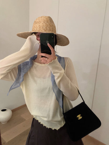 // 5%fine wool超親膚大彈性木耳邊TEE