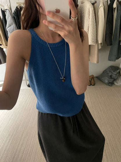 // 顯瘦掛頸入膊針織背心