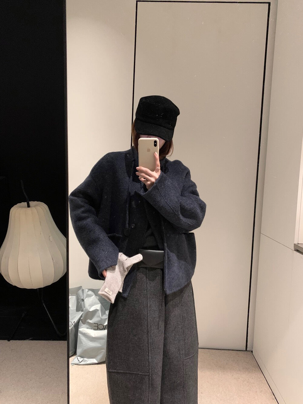 // 100%wool小立領double鈕扣手工外套