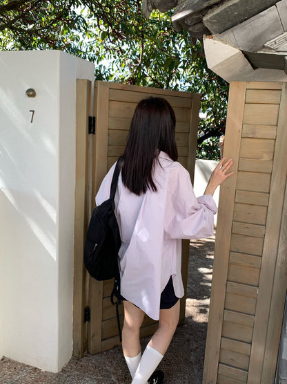 // oversize慵懶風春夏色系恤衫