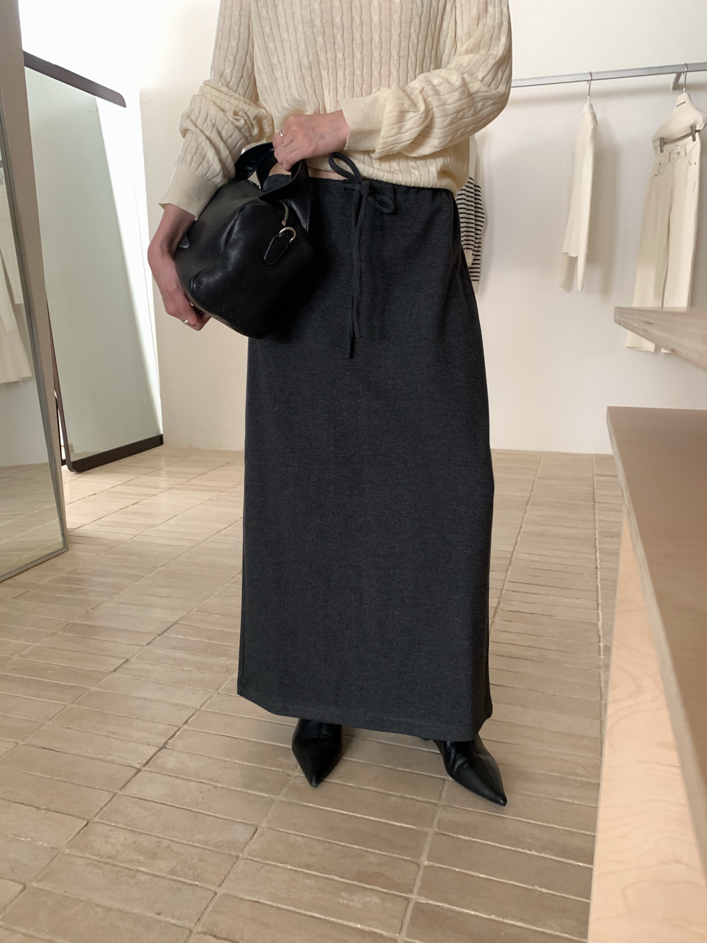 // 超舒服羊絨慵懶綁腰SK