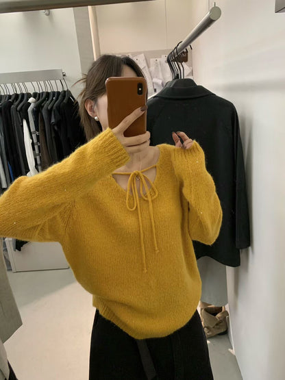 // 15%羊毛綁帶領bling bling毛衣