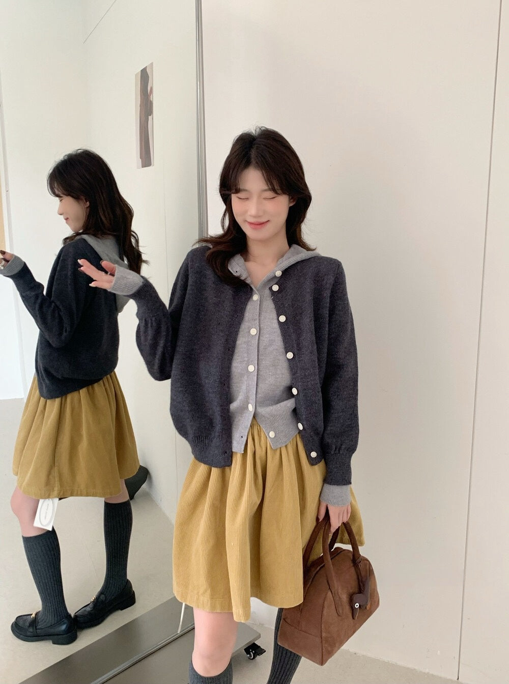 // 超美配色假兩件連帽外套NT