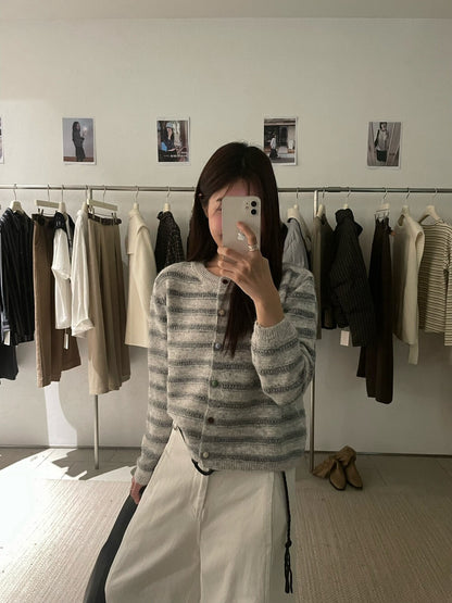 // 8%wool混色鈕鏤空間條CD