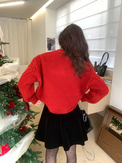 // 節日感絲絨蝴蝶結麻花CD