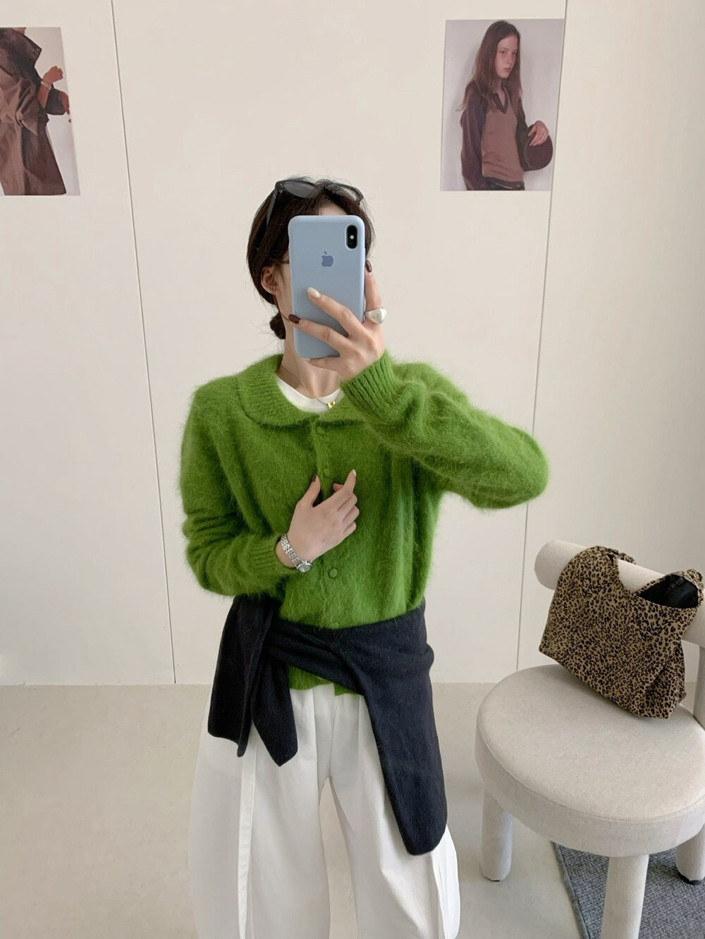 // 自帶柔光感40%兔絨圓翻領包扣NT