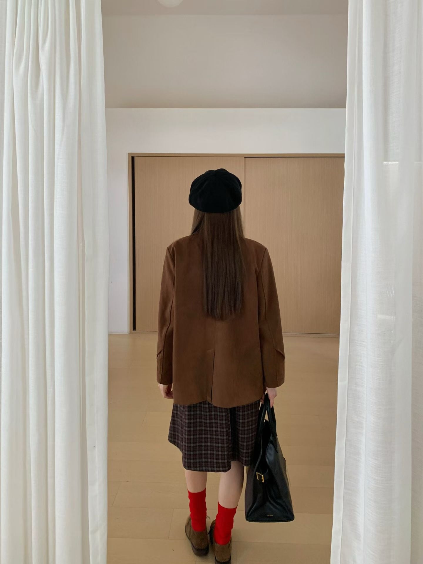 // 復古感超氣質牛皮絨外套