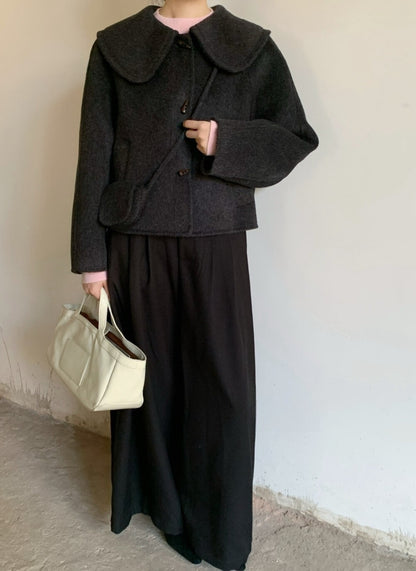 // 100%wool超韓大娃娃領手工外套(連袋仔)