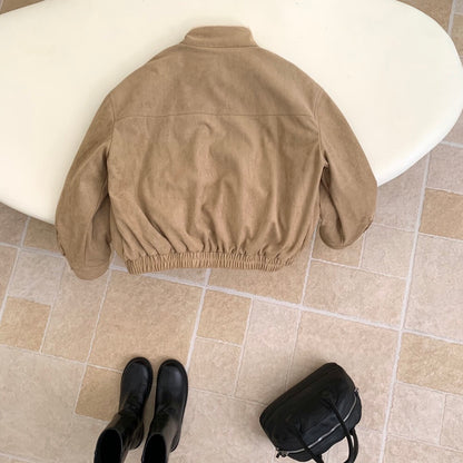 // 帥氣麂皮絨內毛毛口袋外套