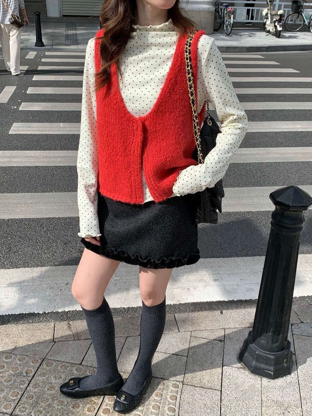 // 馬卡龍色色V領針織背心