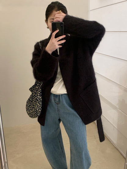 // 90%綿羊毛+10%山羊絨超高質交叉浴袍式外套