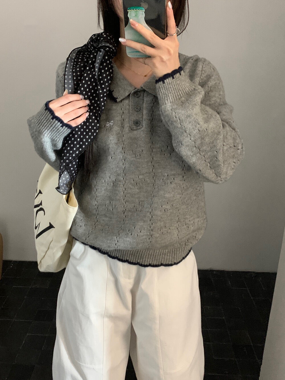 // 精緻蝴蝶結刺繡撞色包邊鈎花NT