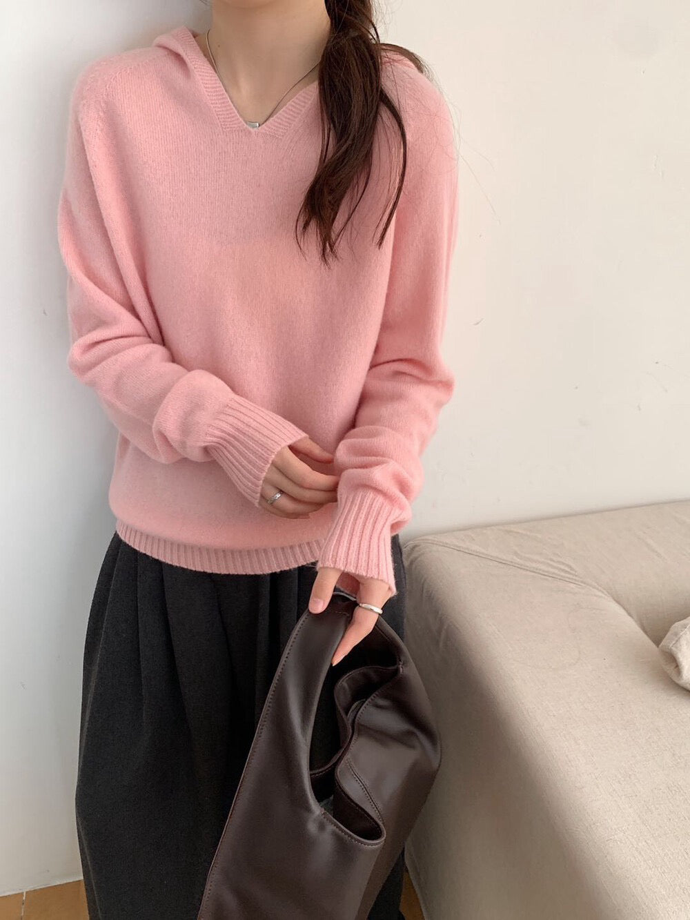 // 100%綿羊毛無縫一體連帽NT