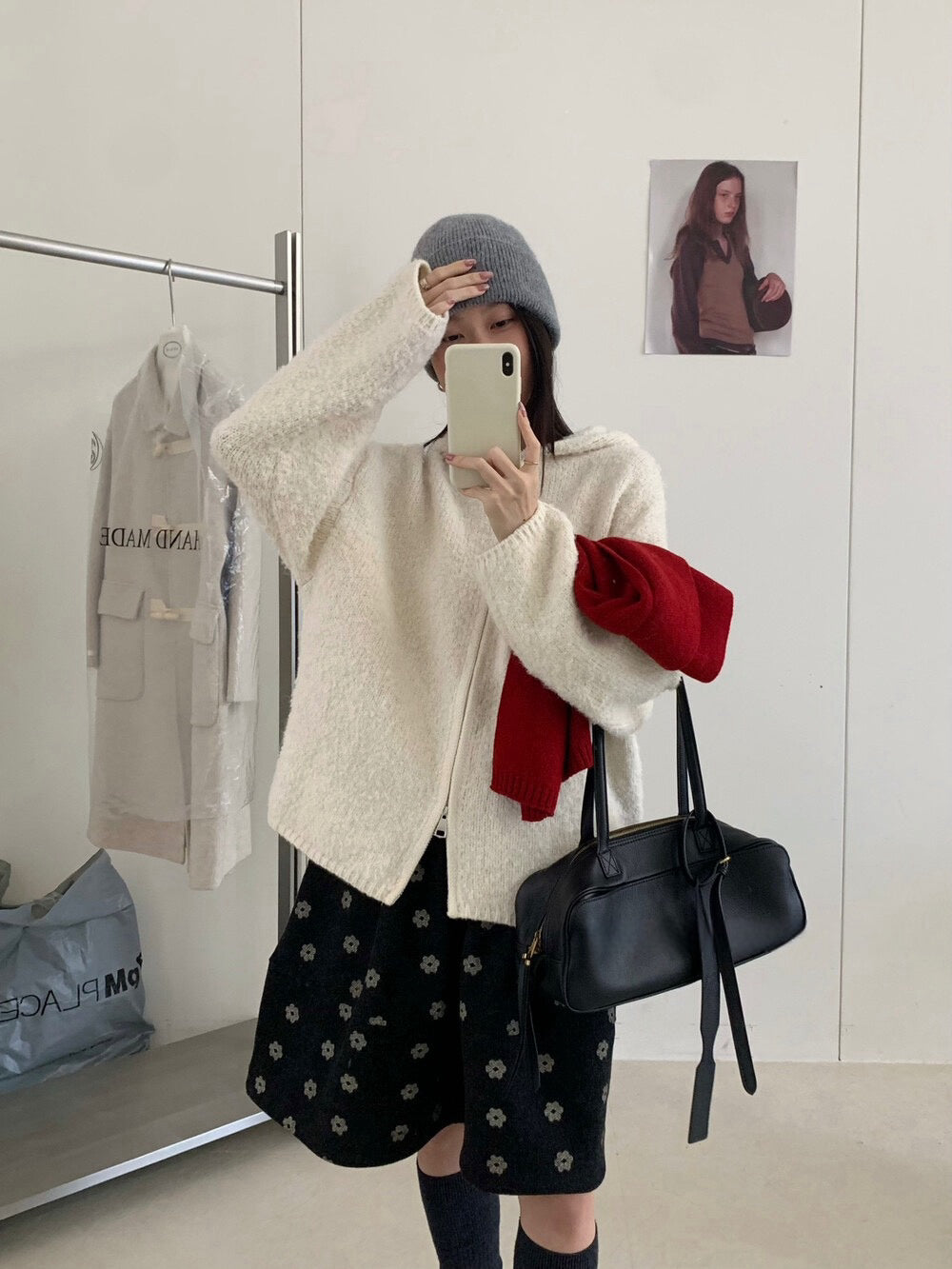 // 慵懶連帽肌理感拉鍊CD