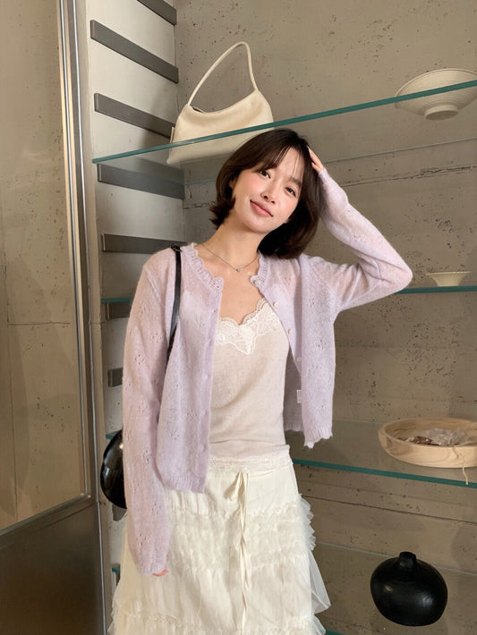 💜 30%馬海毛鏤空鈎花花邊CD