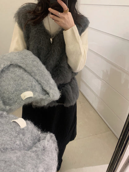 // 圈圈羊毛拉絨疊穿背心