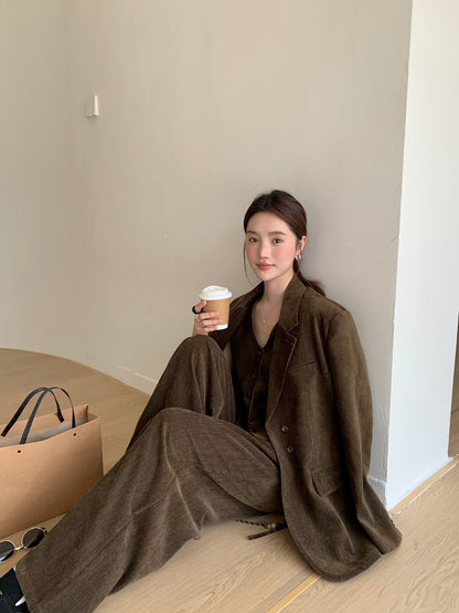 // 超美雪尼爾絨馬甲+褲+外套SET(外套可分開單買)