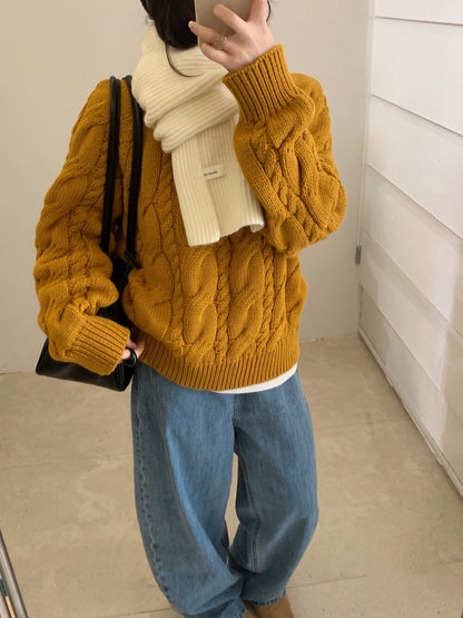 // 復古感扭紋麻花毛衣