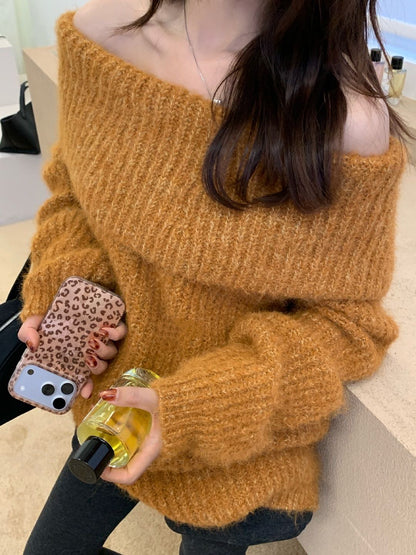 // 18%羊毛氣質一字領兩穿毛衣