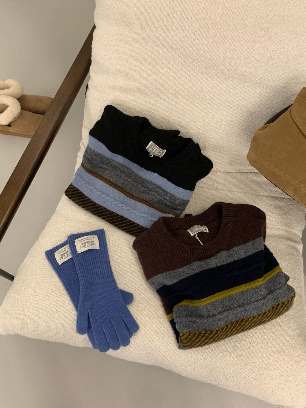 // 10%raccoon復古配色間條毛衣