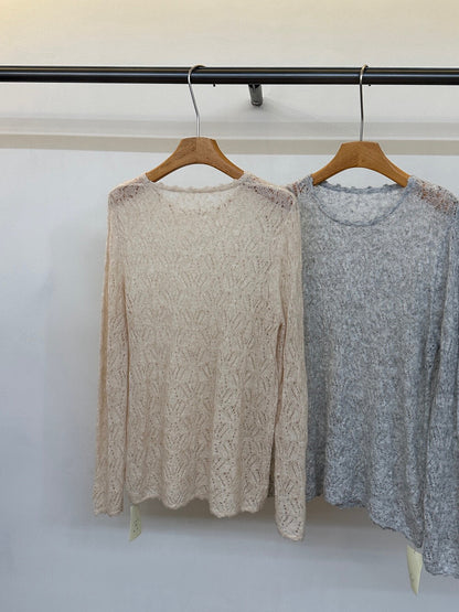 K01 / 絕美鏤空花紋柔軟針織上衣(22%wool)