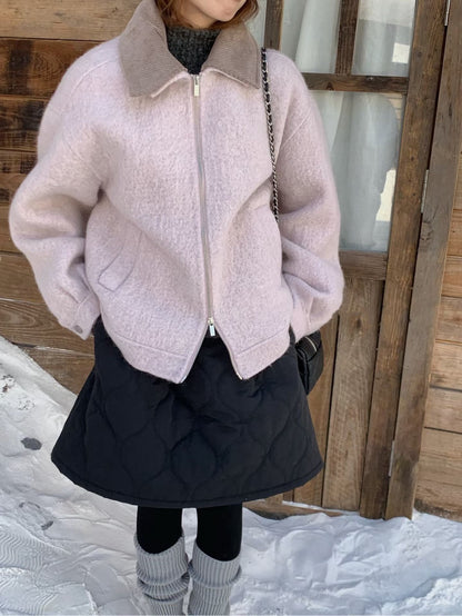 // 不是一般羊毛～超高質蘇利羊毛拼燈芯絨領外套