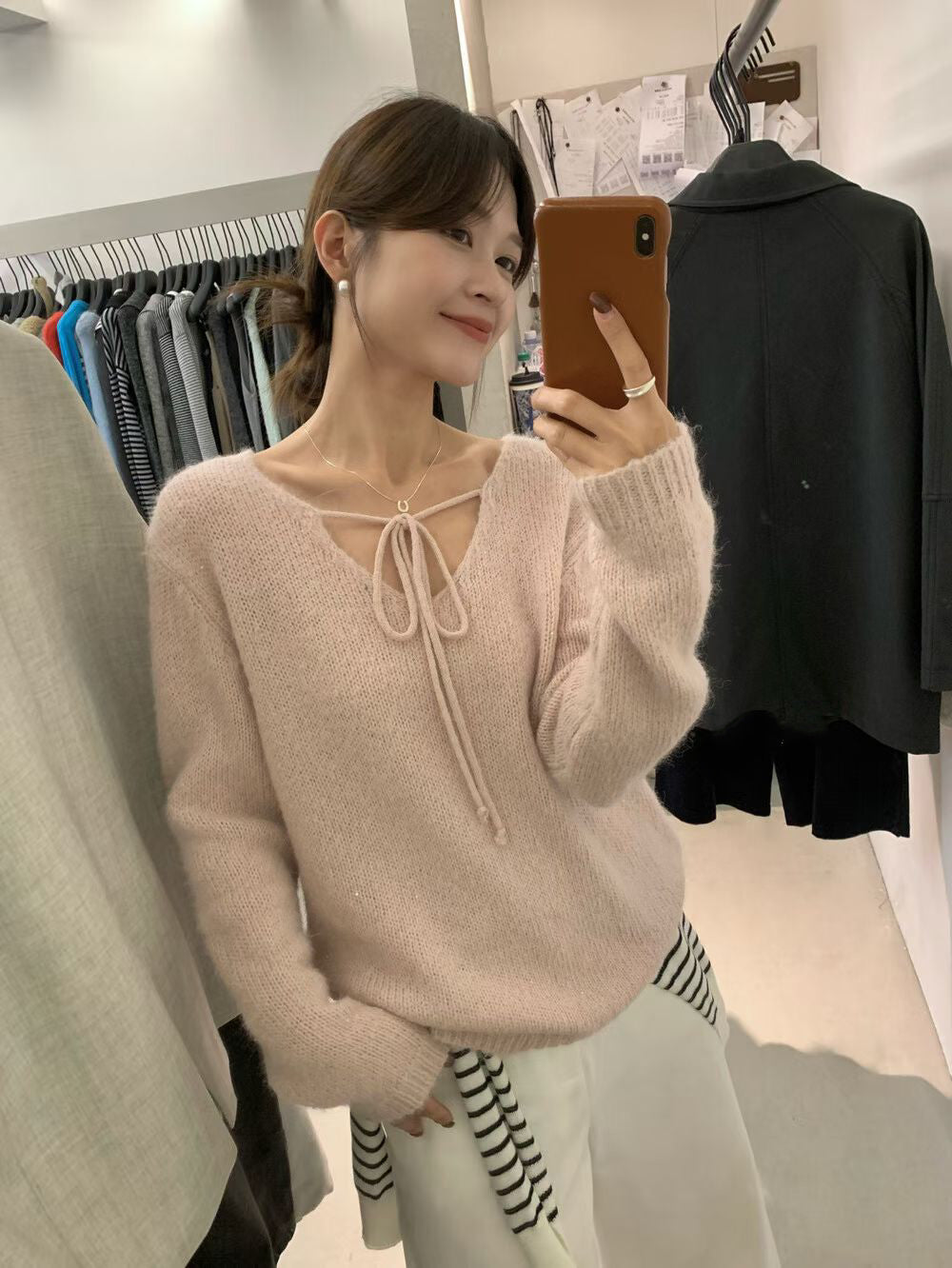 // 15%羊毛綁帶領bling bling毛衣