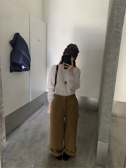 // 溫柔毛茸感雛菊拉絨毛衣