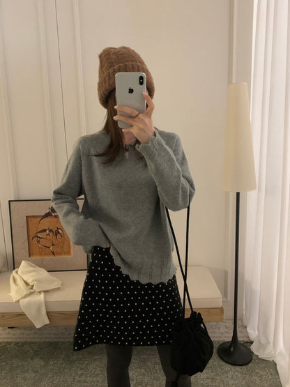 // 30%wool+30%raccoon鈎針衣擺一粒鈕翻領NT￼