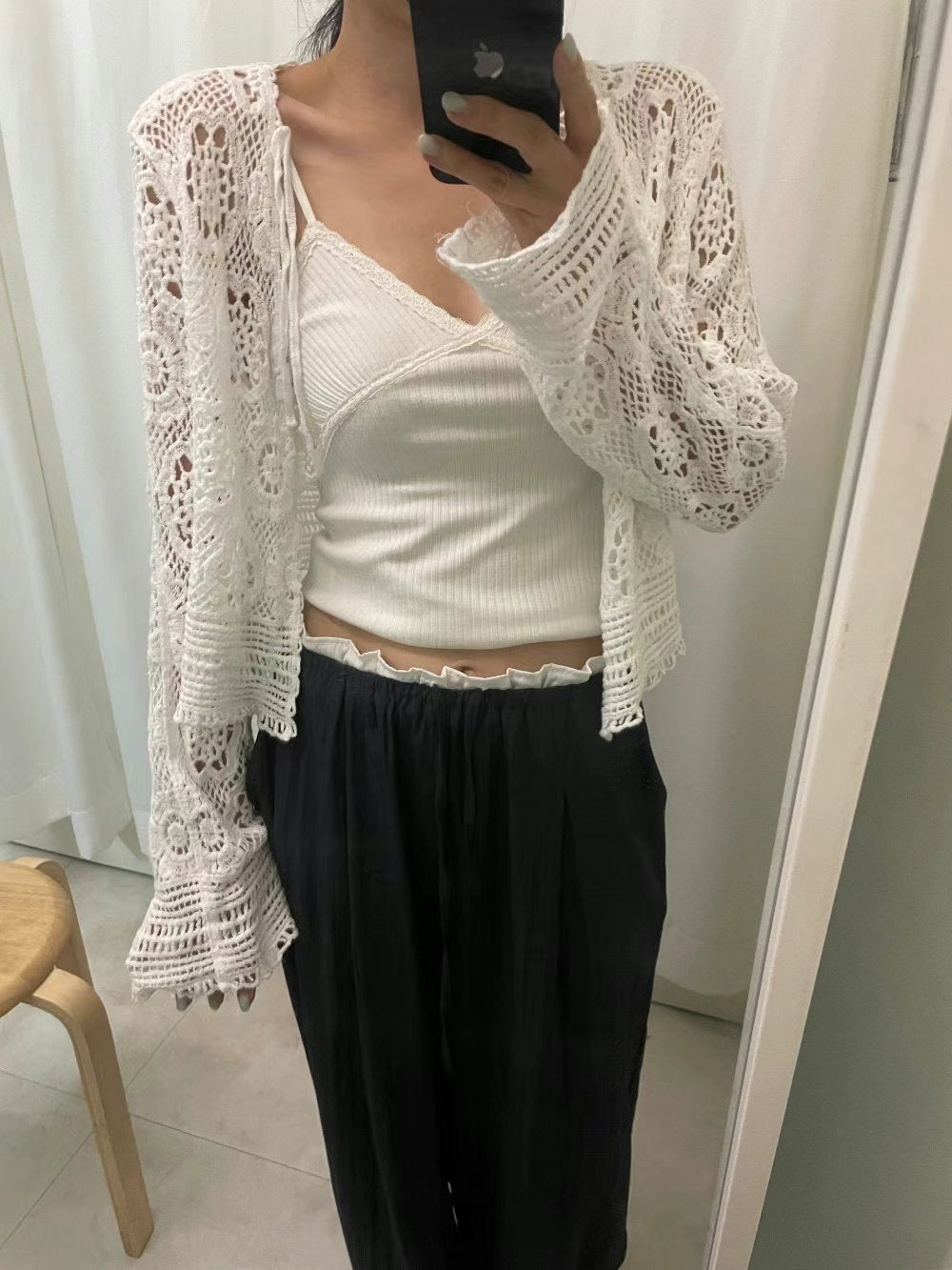 // 精緻鈎花綁帶小外套