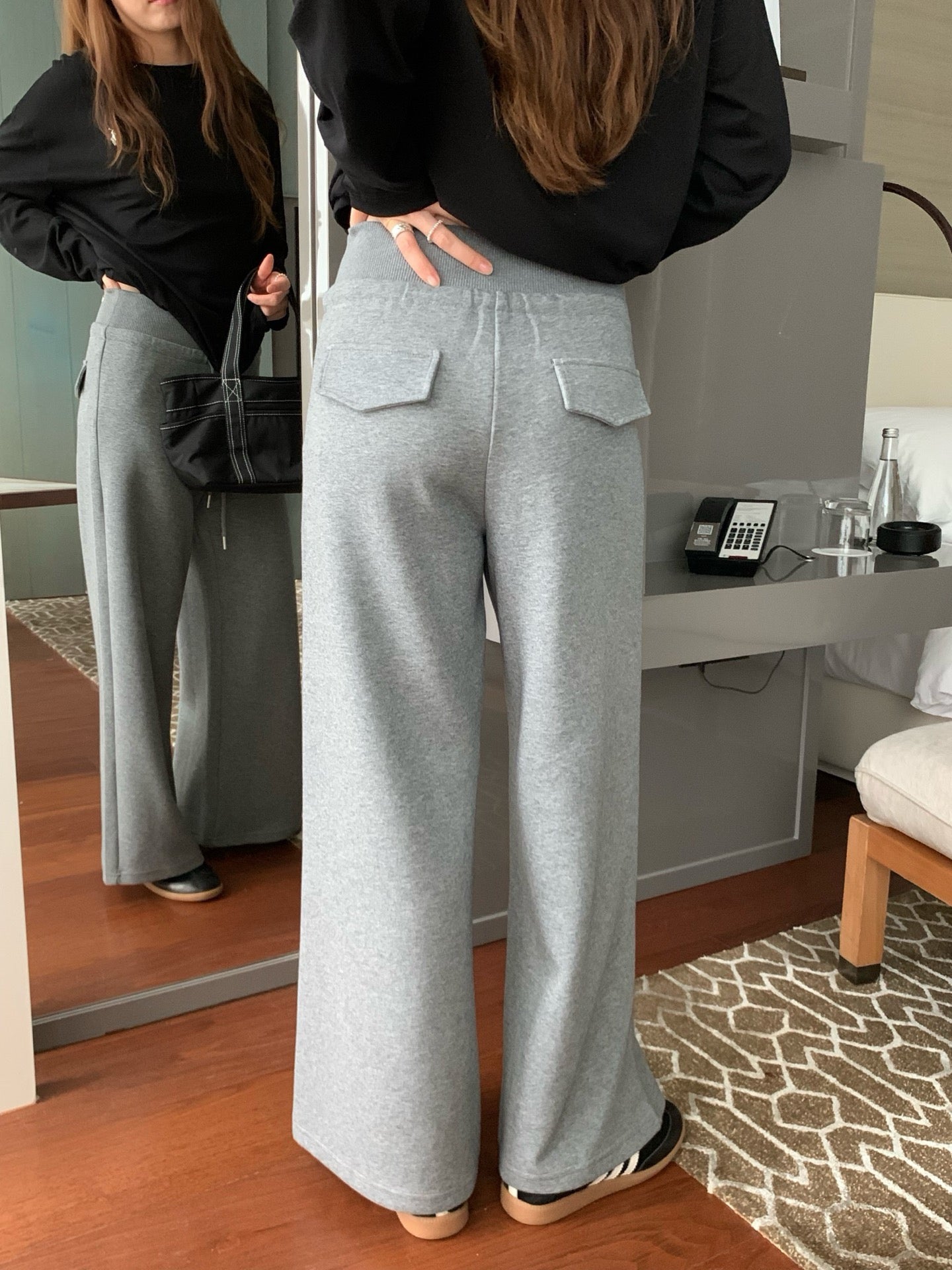 // 超顯瘦粗褲頭休閒長褲