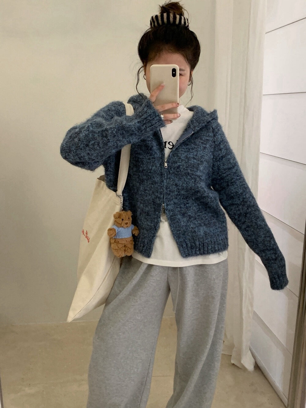 // 8%wool花線上下拉鍊連帽CD