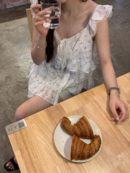 B63 / 簡約小碎花小飛袖背心BL