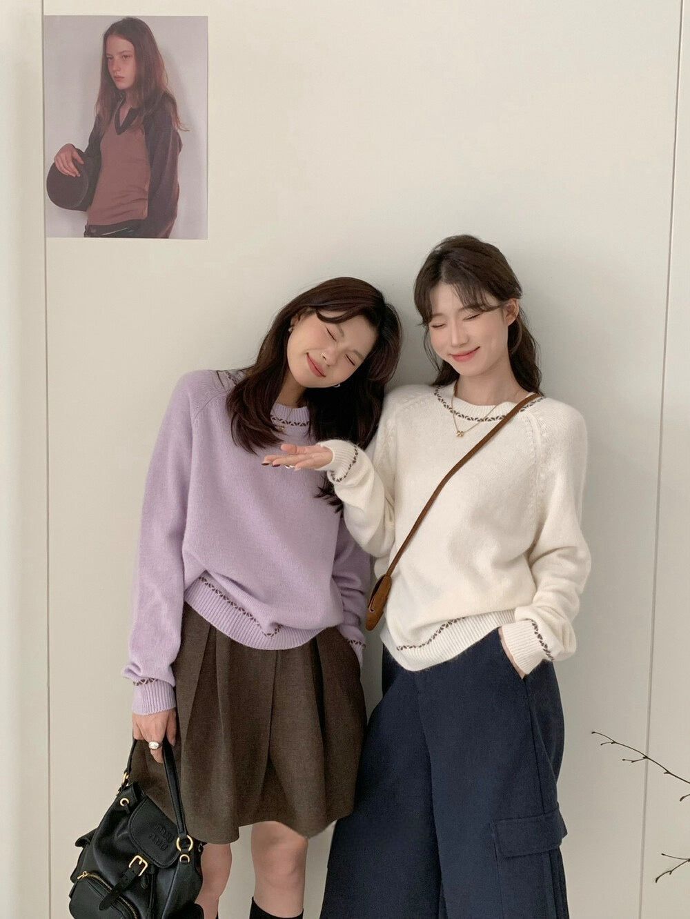 // 撞色穿插邊設計12%兔毛NT