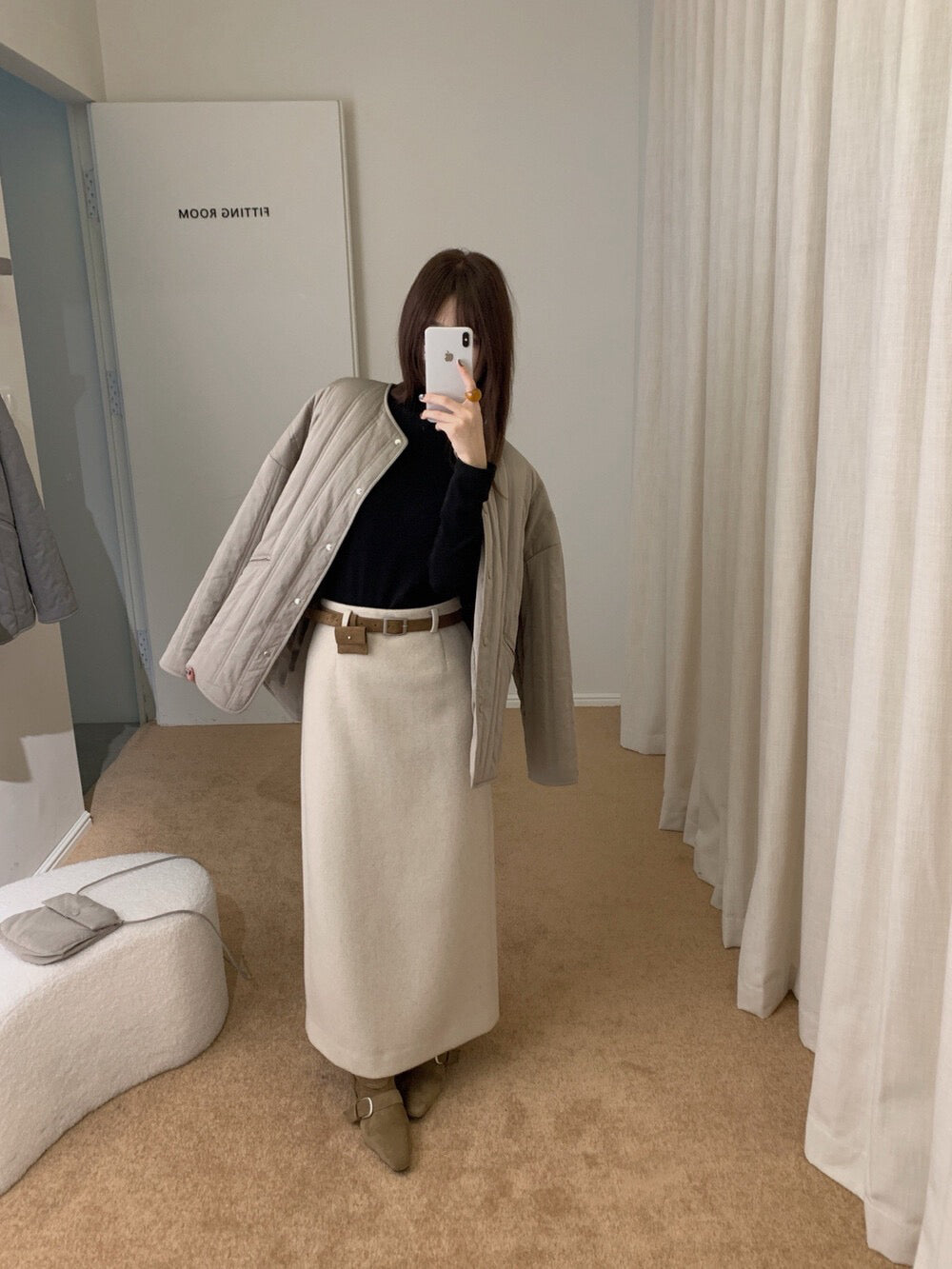 // 50%wool解鎖一切秋冬配搭的長款直筒裙