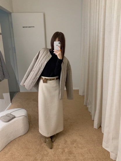// 50%wool解鎖一切秋冬配搭的長款直筒裙