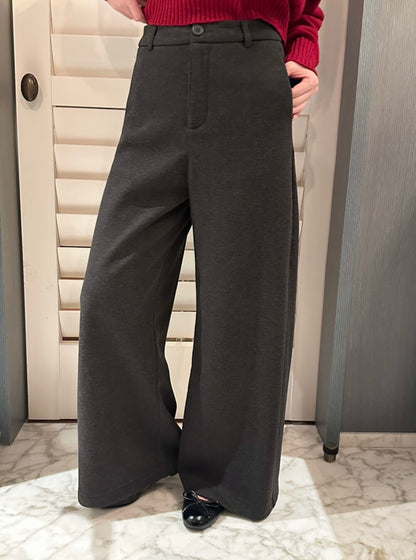 // 褲型超美的簡約加絨毛呢褲