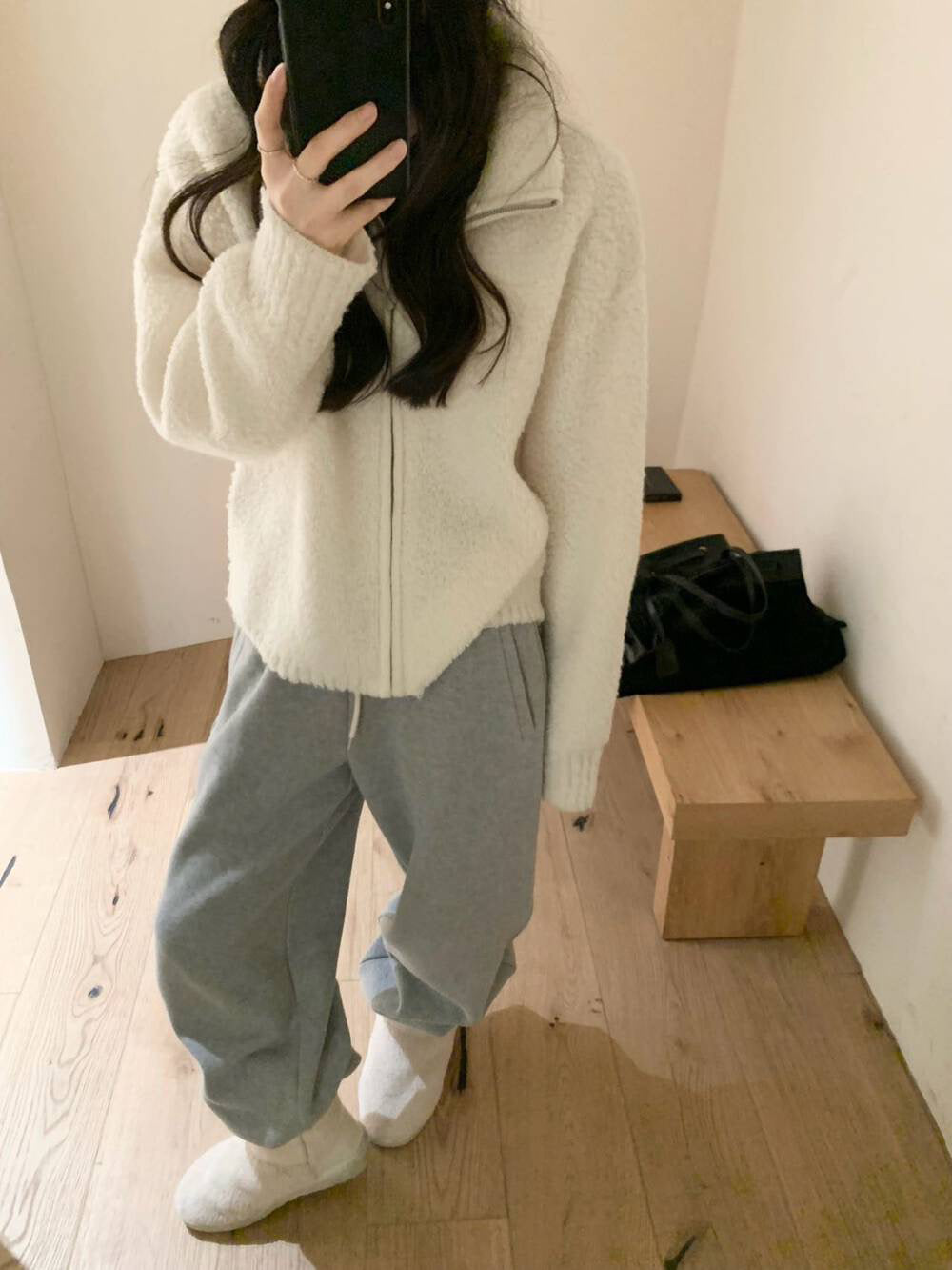 // 100%羊毛搖粒絨可立領拉鍊外套