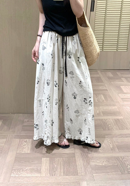P25 / 精緻刺繡花花邊腳休閒褲