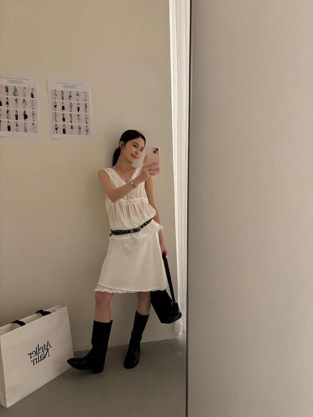 // 精緻lace邊前後V領背心