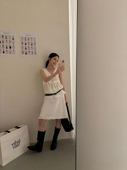 // 精緻lace邊前後V領背心