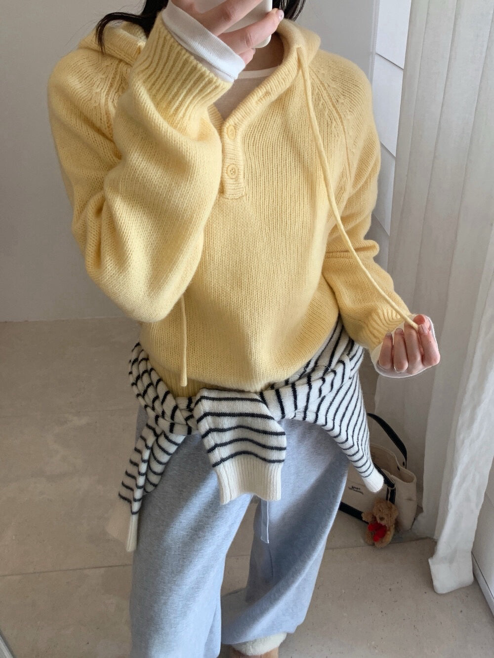 // 100%wool半鈕扣連帽NT