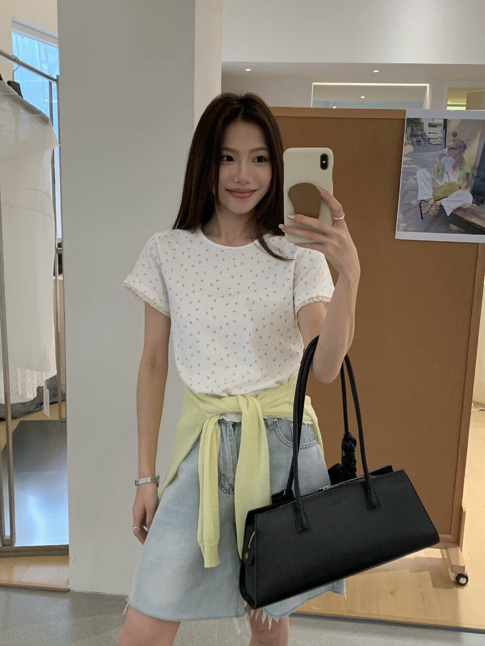 // 清新小碎花lace邊TEE