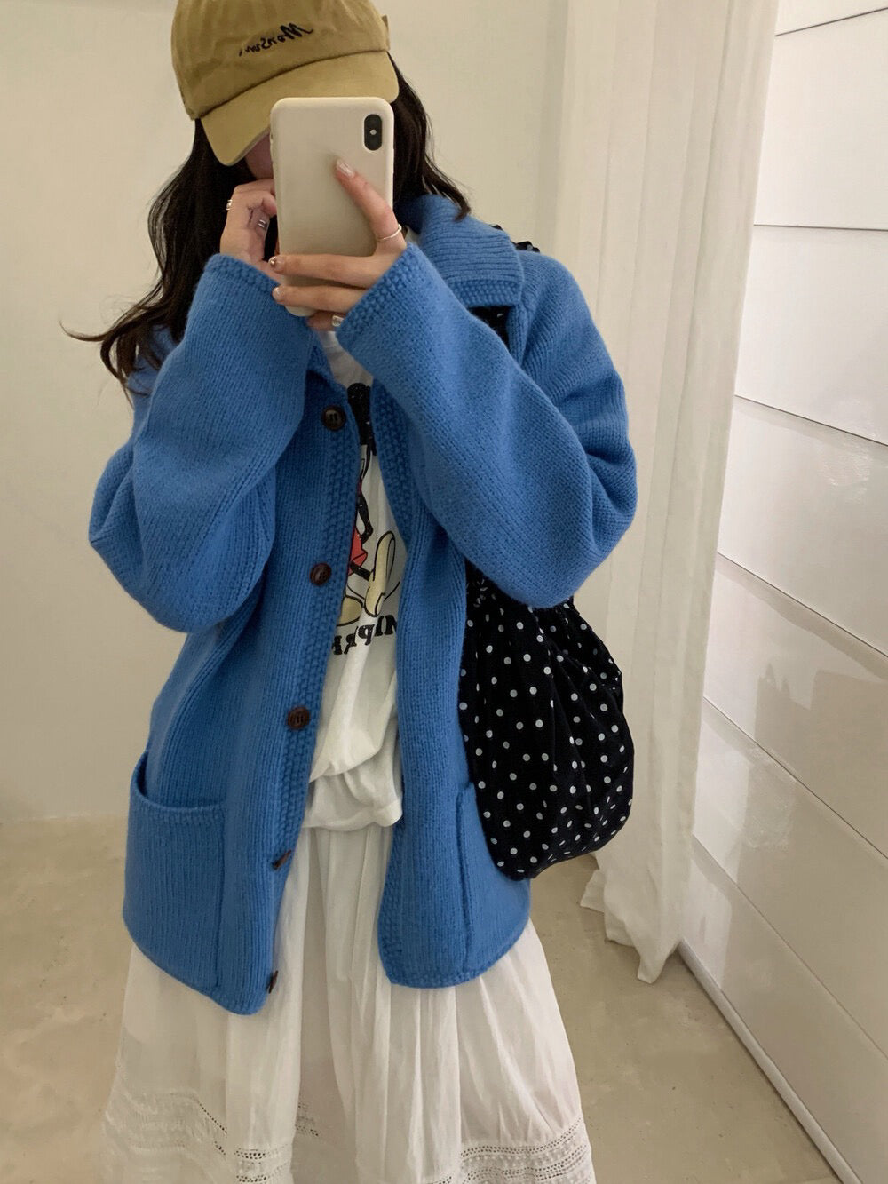 // 小半領口袋排扣中長CD