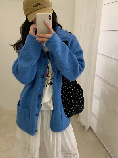 // 小半領口袋排扣中長CD