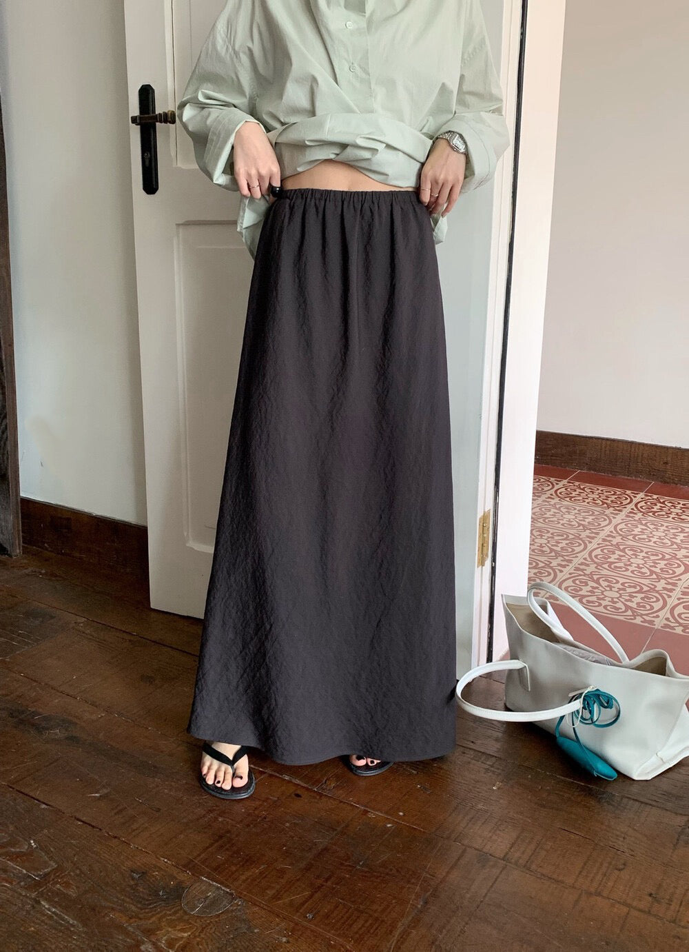 // 垂感肌理感微A顯瘦SK